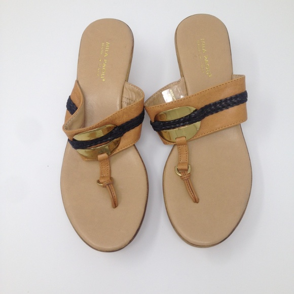 Mila Paoli Shoes - Mila Paoli Tan Wedge Italy Size 7 Sandal